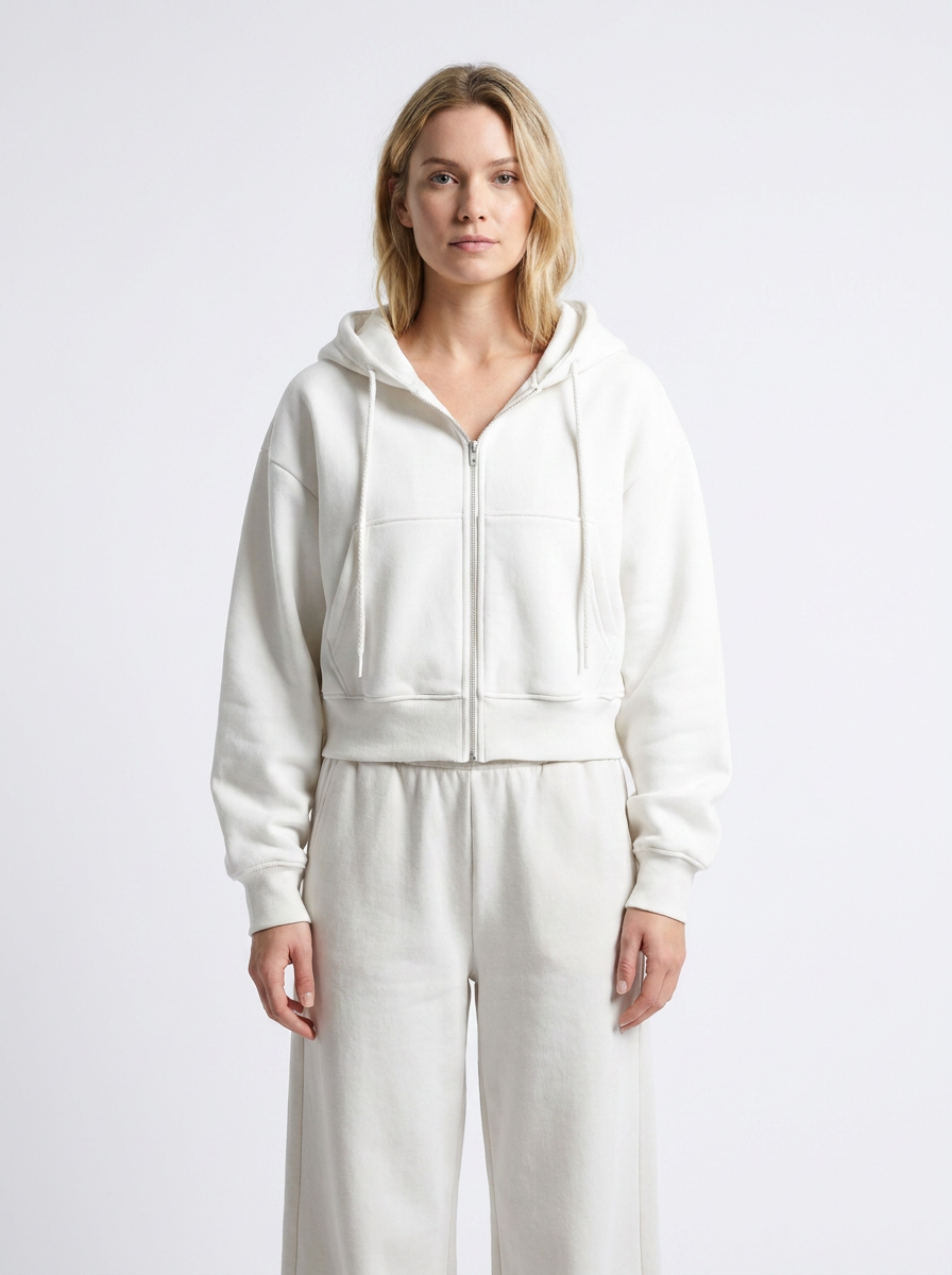 Women's Zip-Up Hoodie Cropped Oversized Fleece Winter Sweatshirt