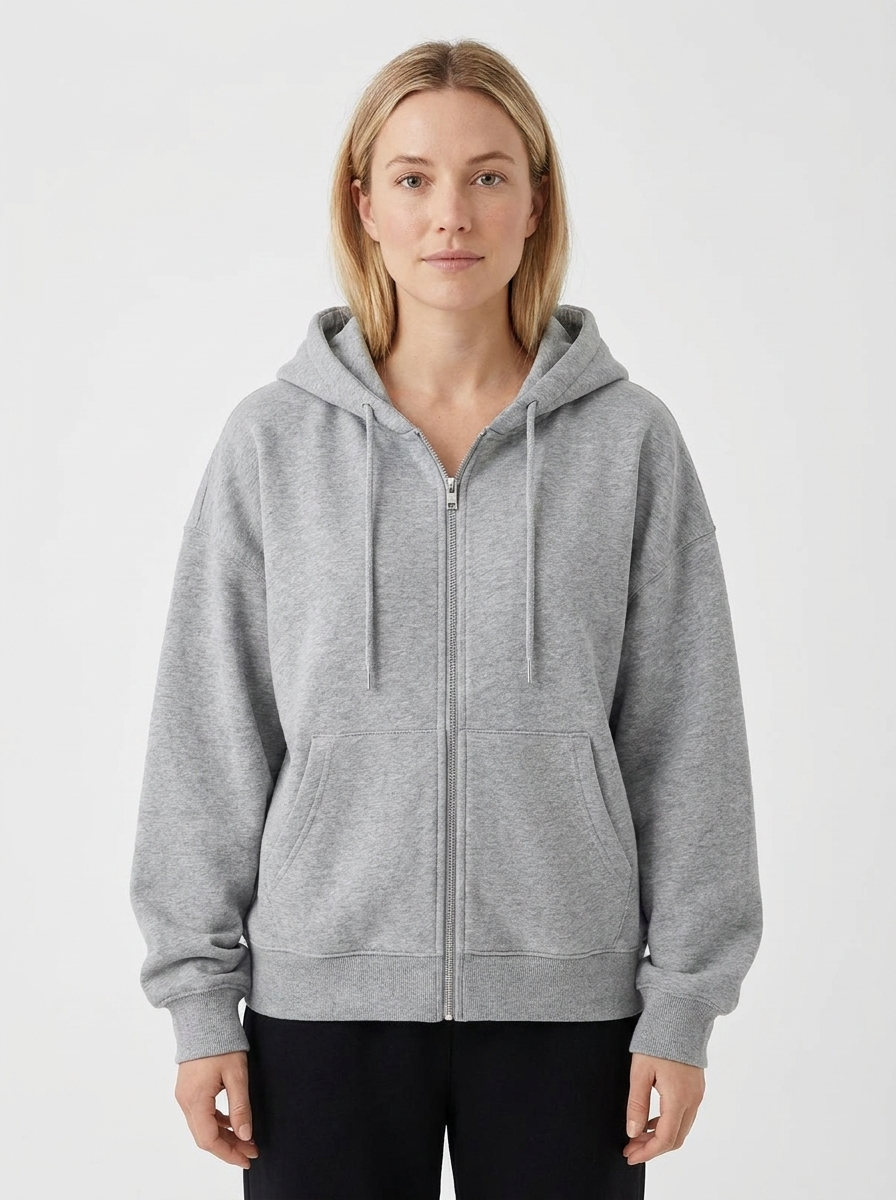 Women's Zip-Up Hoodie Cropped Oversized Fleece Winter Sweatshirt