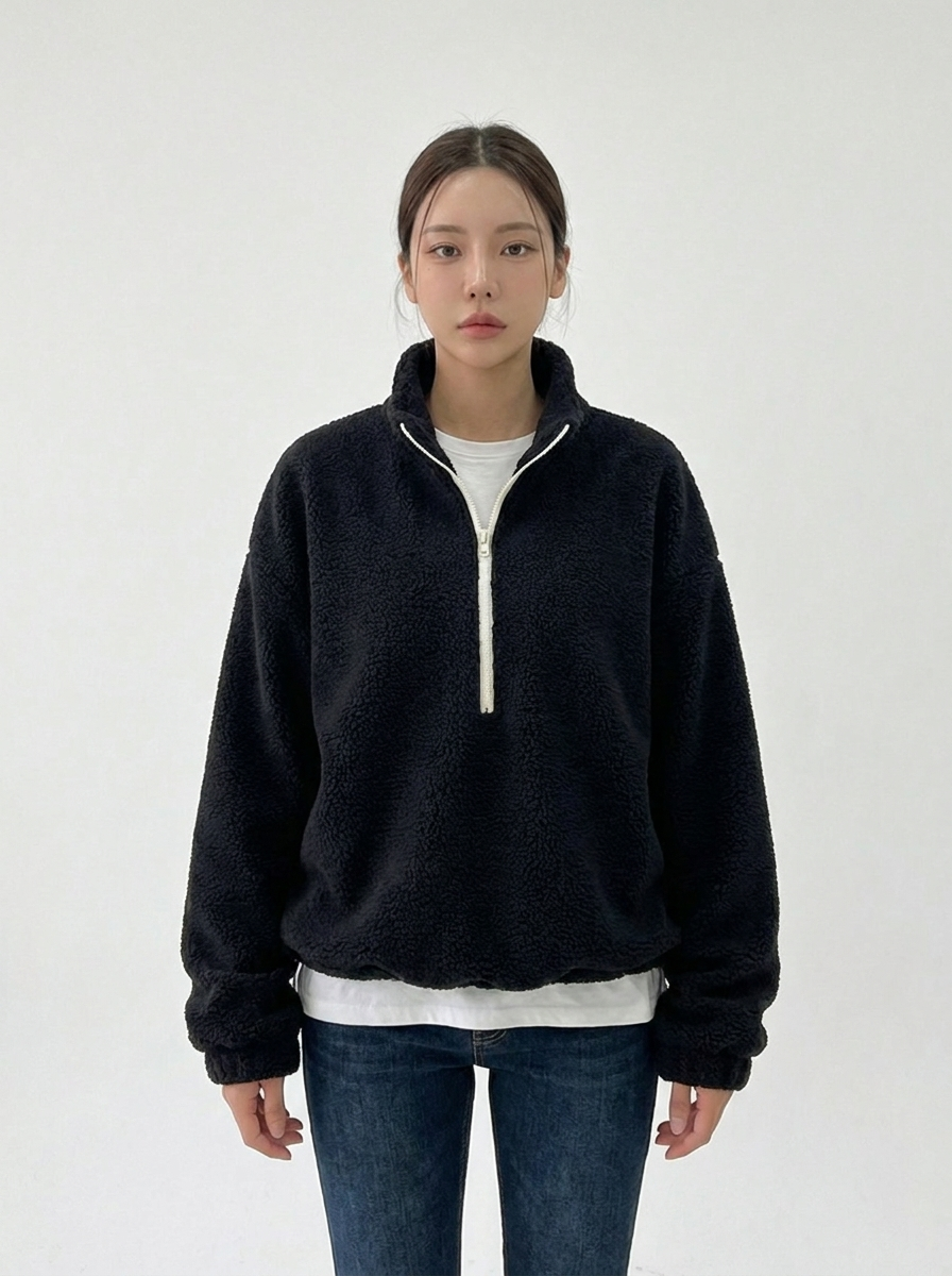 Women's Sherpa Fleece Pullover Quarter-Zip Oversized Winter Sweatshirt