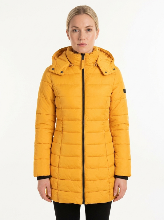 Women's Puffer Jacket Hooded Quilted Mid-Length Winter Coat