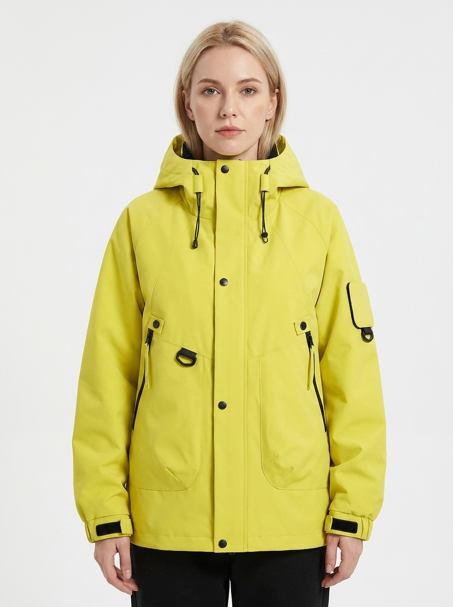 Women's Windbreaker Jacket Hooded Zip-Up Utility Outdoor Winter Coat