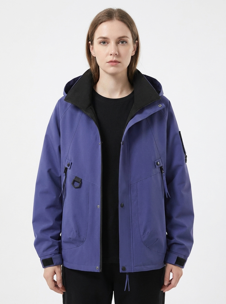 Women's Windbreaker Jacket Hooded Zip-Up Utility Outdoor Winter Coat