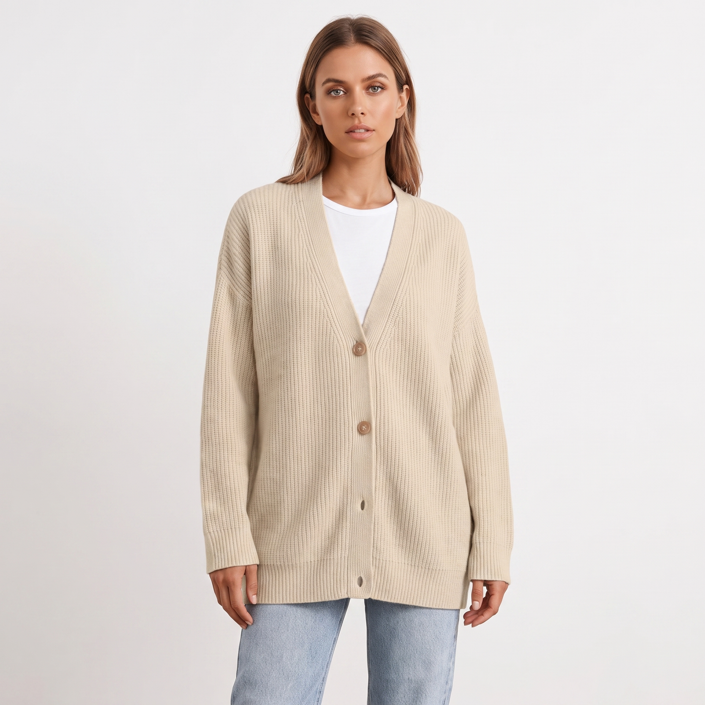 Women's Oversized Cardigan Ribbed Knit Button Front Sweater