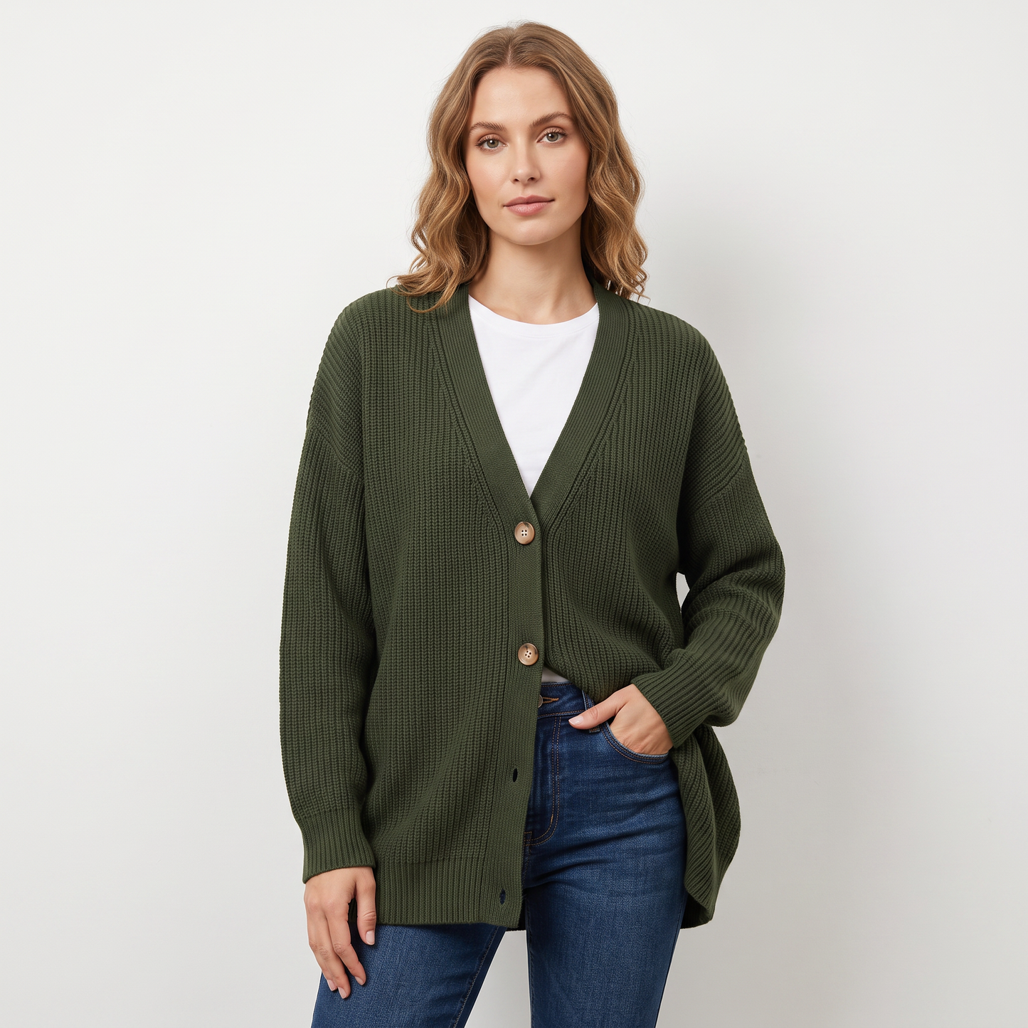 Women's Oversized Cardigan Ribbed Knit Button Front Sweater