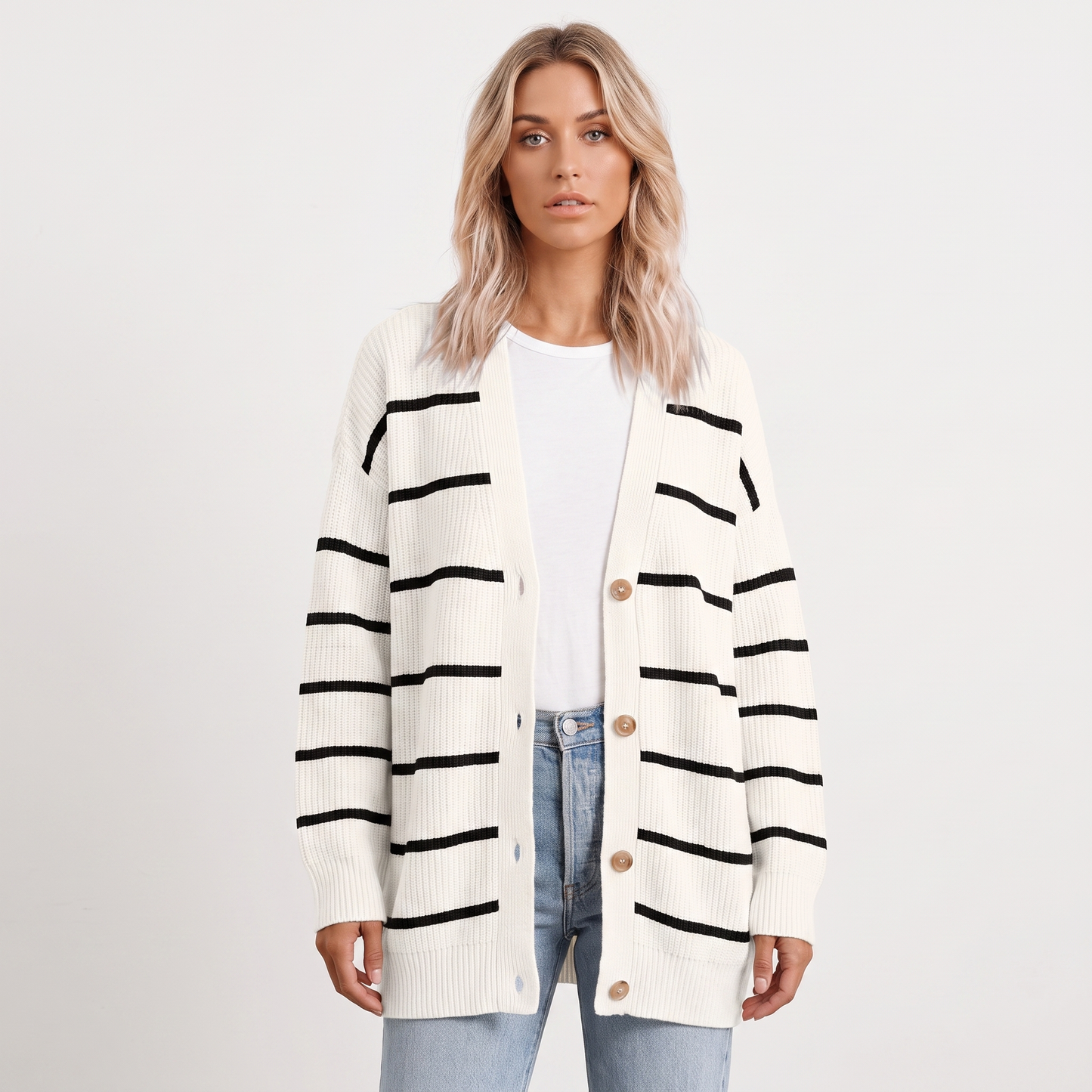 Women's Oversized Cardigan Ribbed Knit Button Front Sweater
