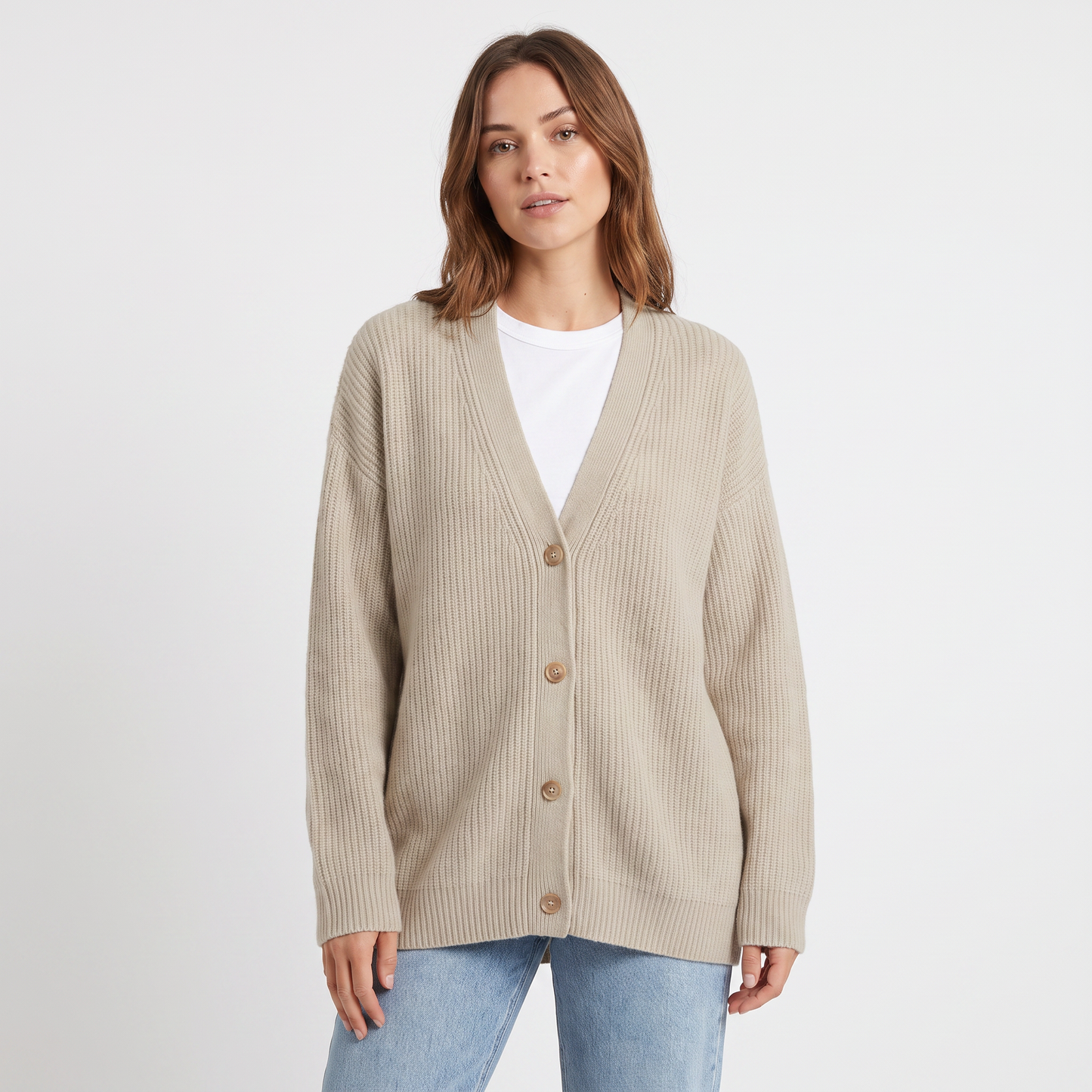 Women's Oversized Cardigan Ribbed Knit Button Front Sweater