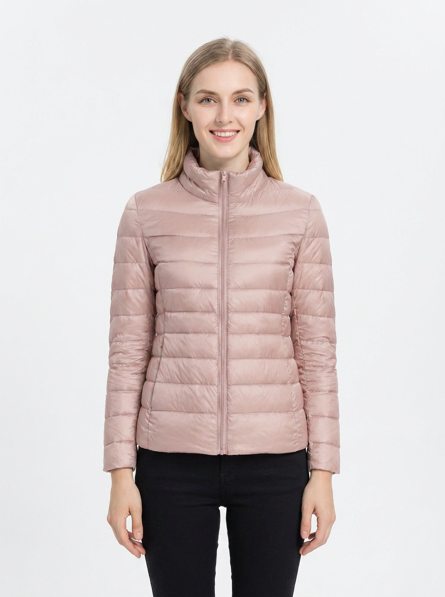 Women's Lightweight Puffer Jacket Packable Stand Collar Winter Coat