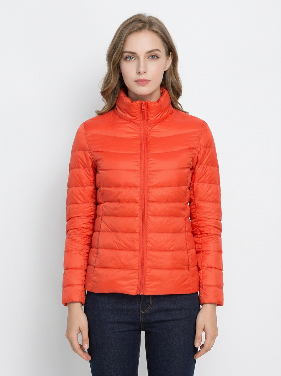 Women's Lightweight Puffer Jacket Packable Stand Collar Winter Coat