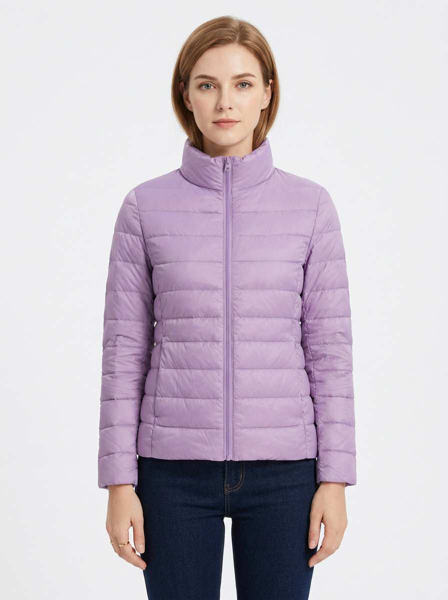 Women's Lightweight Puffer Jacket Packable Stand Collar Winter Coat