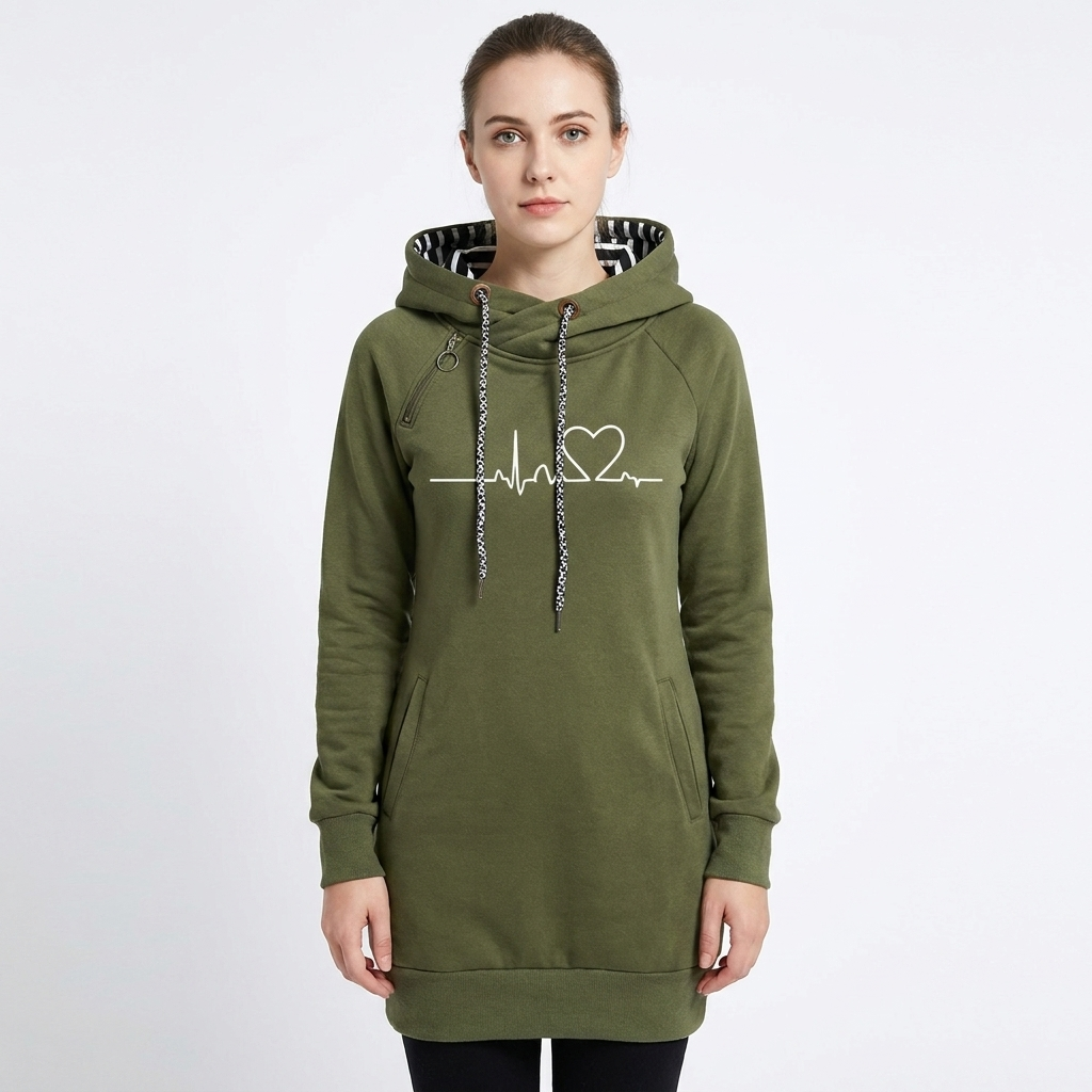 Women's Hoodie Dress Graphic Print Drawstring Fitted Winter Sweatshirt