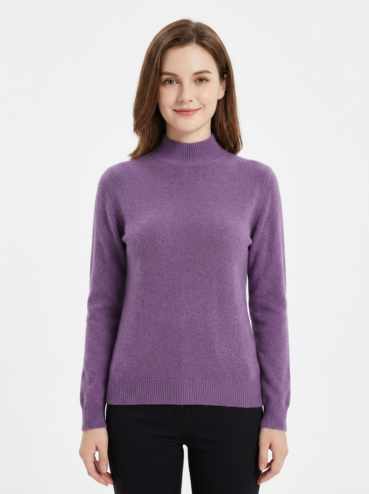Women's Cashmere Mock Neck Sweater Slim-Fit Knit Pullover