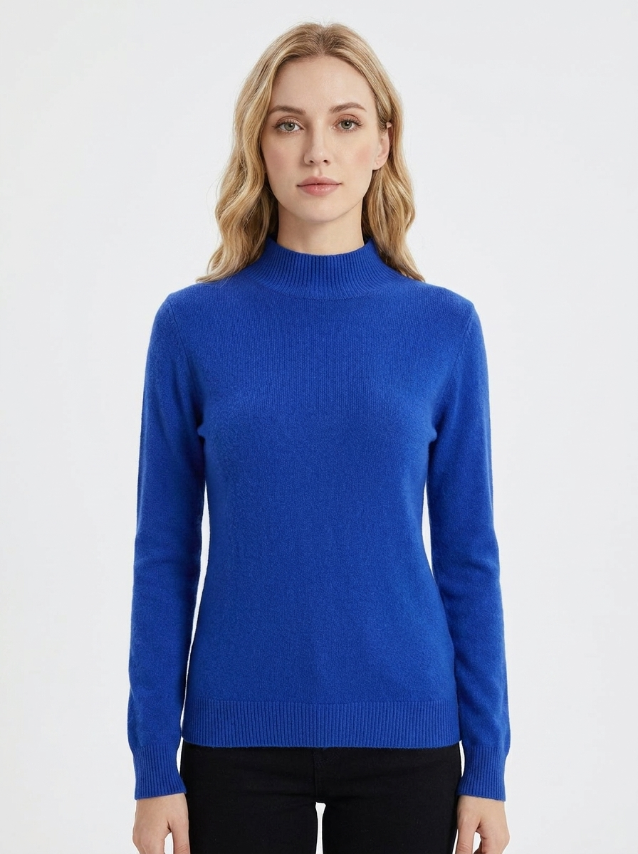 Women's Cashmere Mock Neck Sweater Slim-Fit Knit Pullover