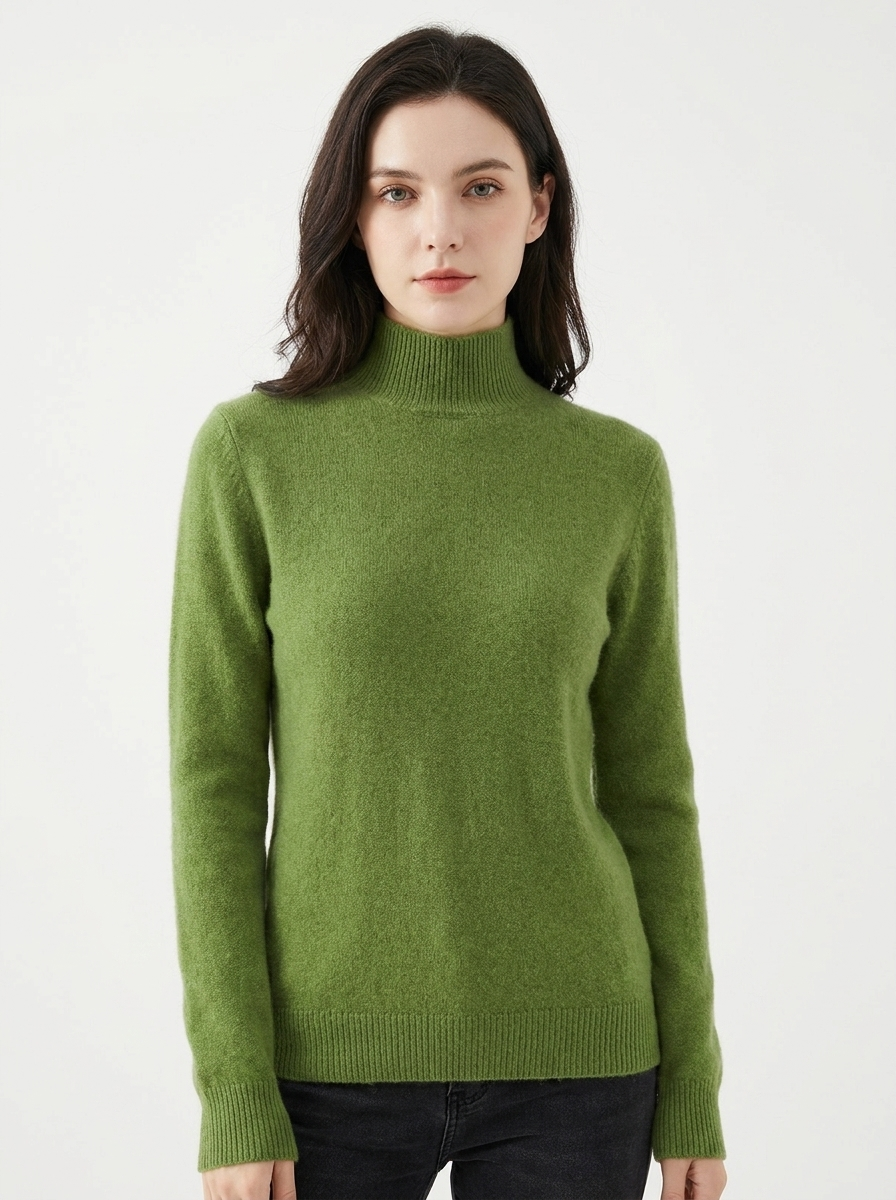 Women's Cashmere Mock Neck Sweater Slim-Fit Knit Pullover