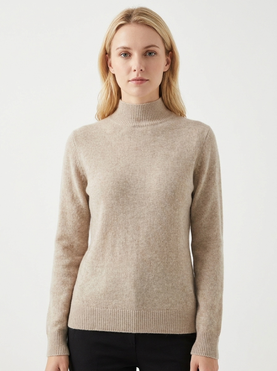 Women's Cashmere Mock Neck Sweater Slim-Fit Knit Pullover