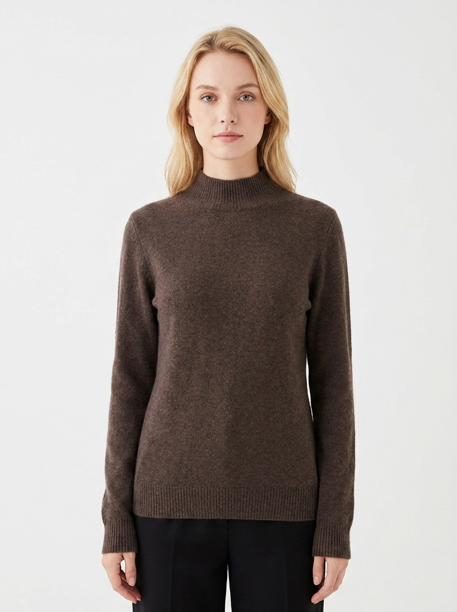 Women's Cashmere Mock Neck Sweater Slim-Fit Knit Pullover
