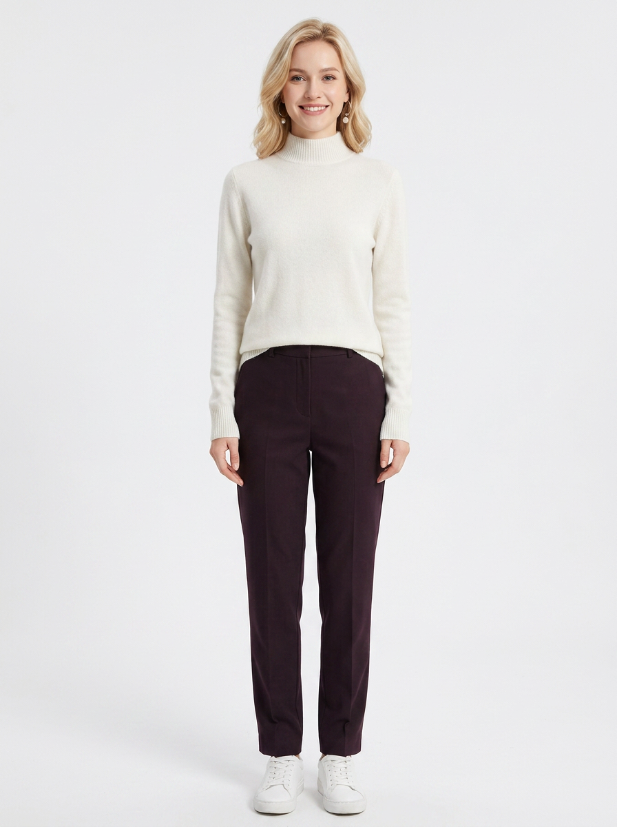 Women's Cashmere Mock Neck Sweater Slim-Fit Knit Pullover
