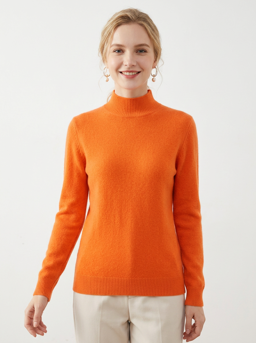 Women's Cashmere Mock Neck Sweater Slim-Fit Knit Pullover