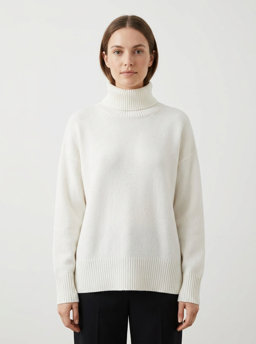 Women's Oversized Turtleneck Sweater Drop Shoulder Knit