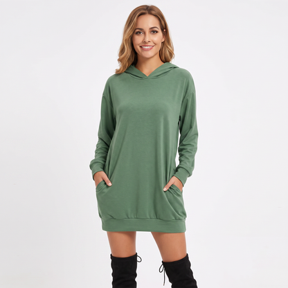Women's Hoodie Dress Pullover Winter Sweatshirt with Pockets