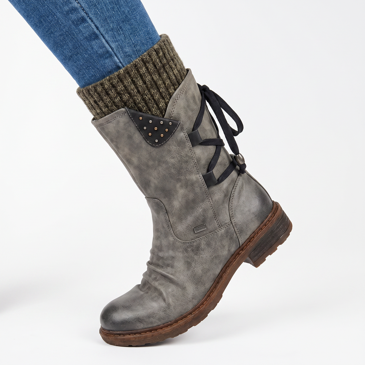Women's Knit Cuff Waterproof Mid-Calf Winter Snow Boots