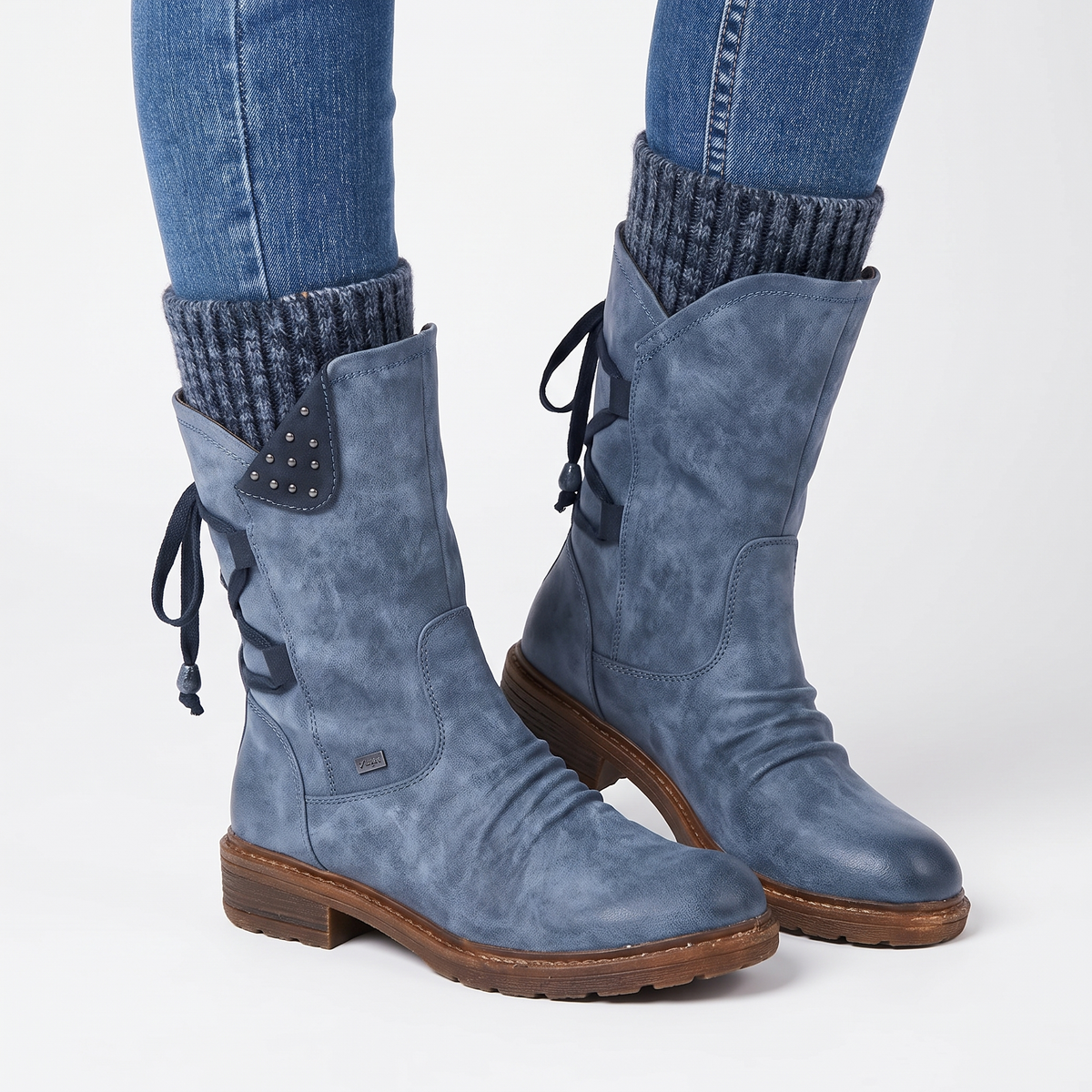 Women's Knit Cuff Waterproof Mid-Calf Winter Snow Boots