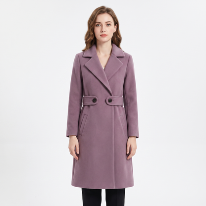 Women's Wool Blend Winter Coat Notched Lapel Long Overcoat