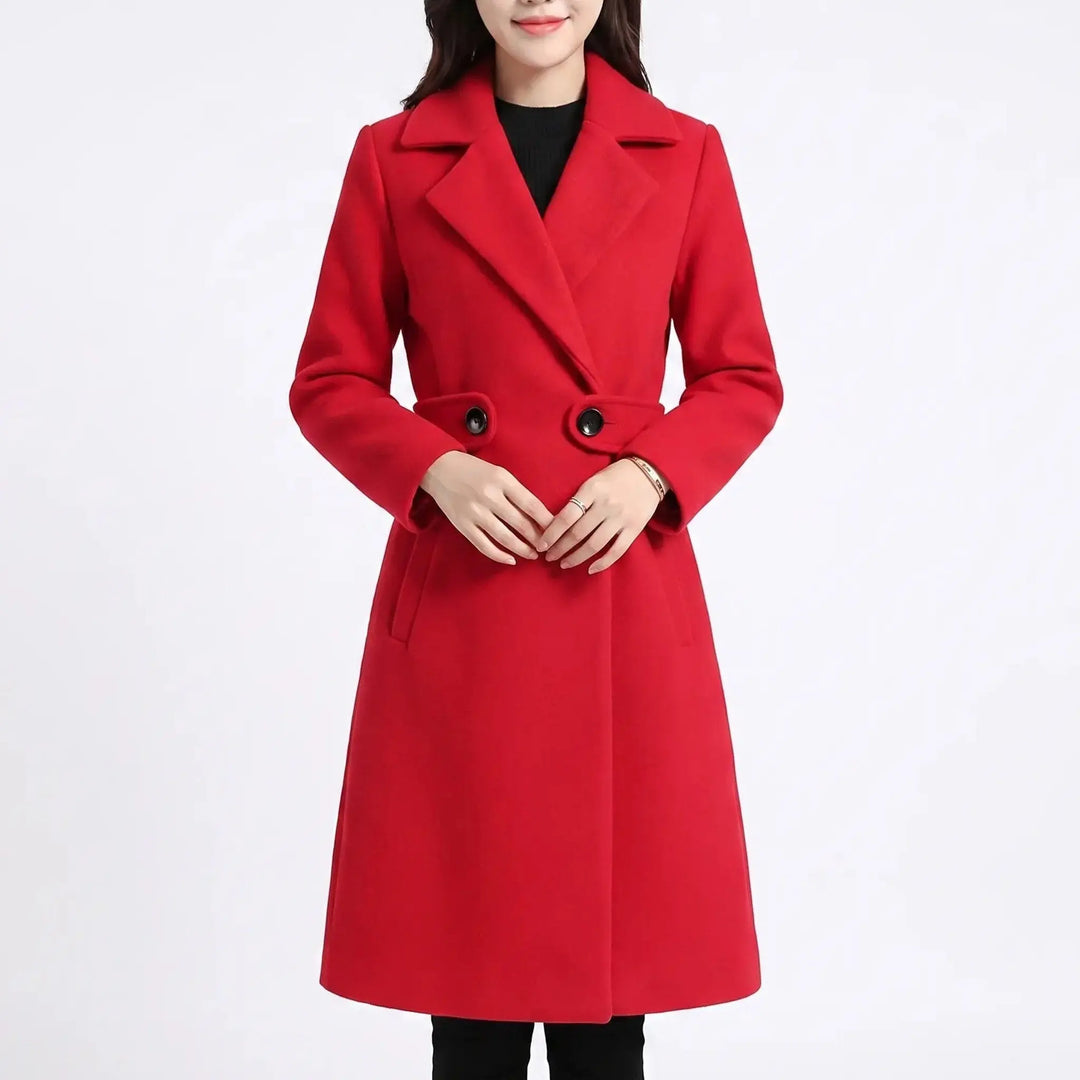 Women's Wool Blend Winter Coat Notched Lapel Long Overcoat Oxford and Hill