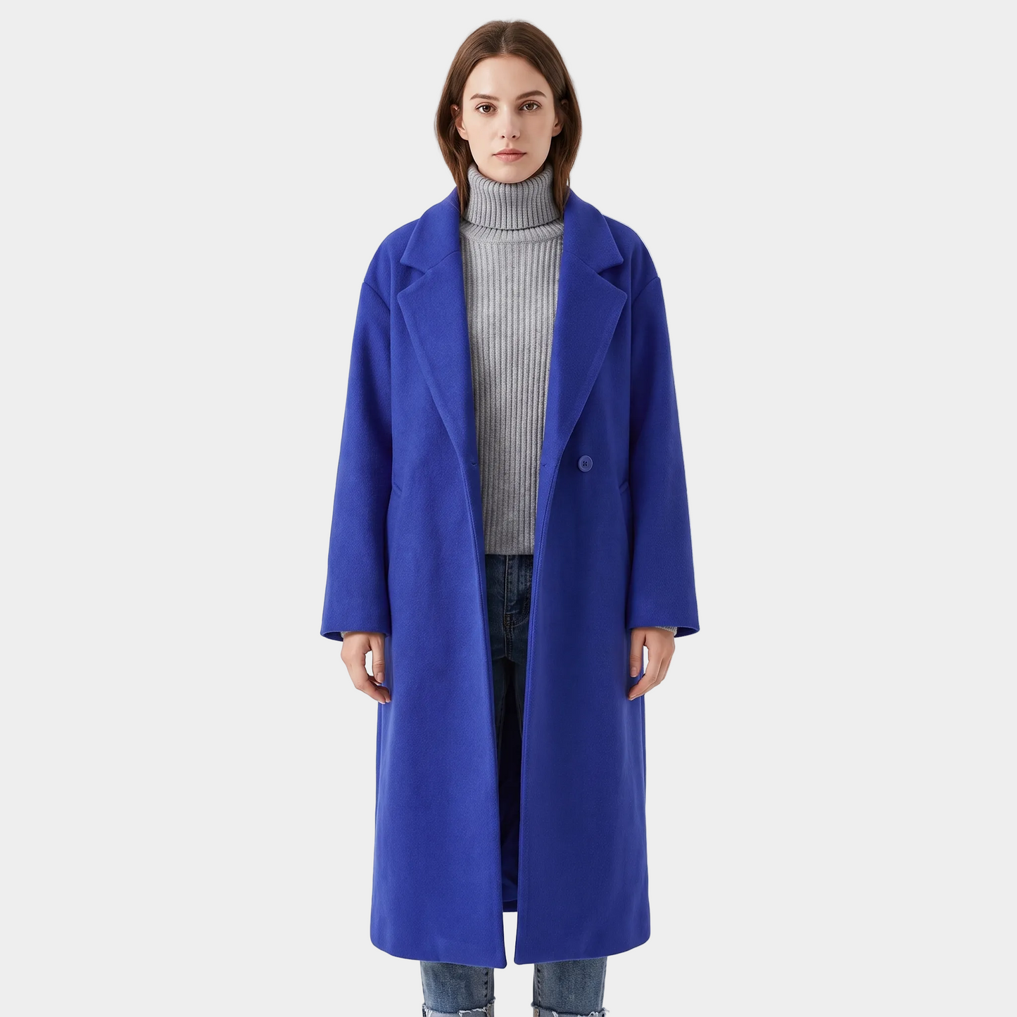 Women's Wool Blend Long Coat Open Front Oversized Overcoat