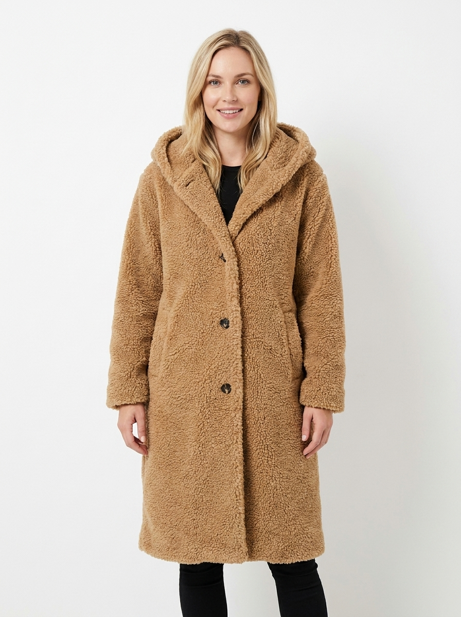 Women's Long Teddy Coat Hooded Sherpa Oversized Overcoat