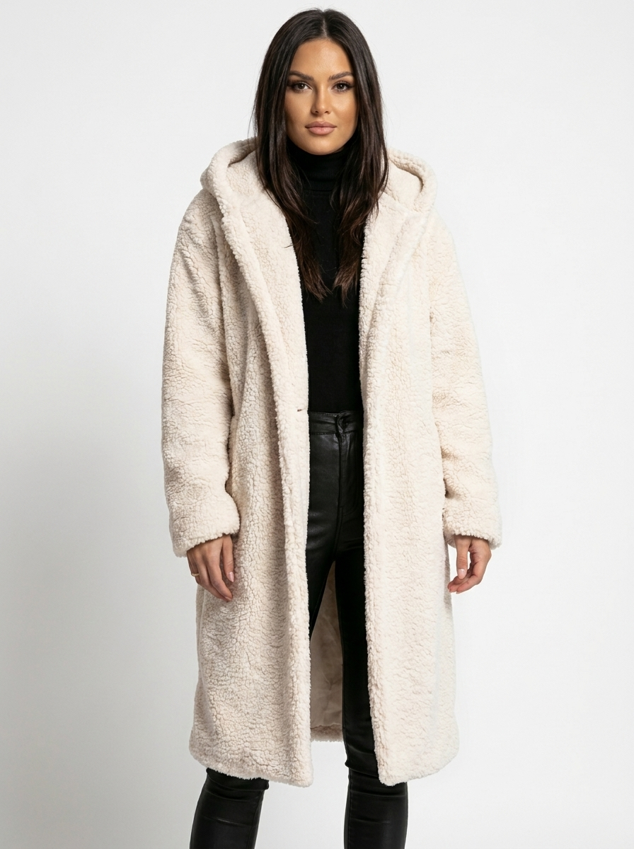 Women's Long Teddy Coat Hooded Sherpa Oversized Overcoat