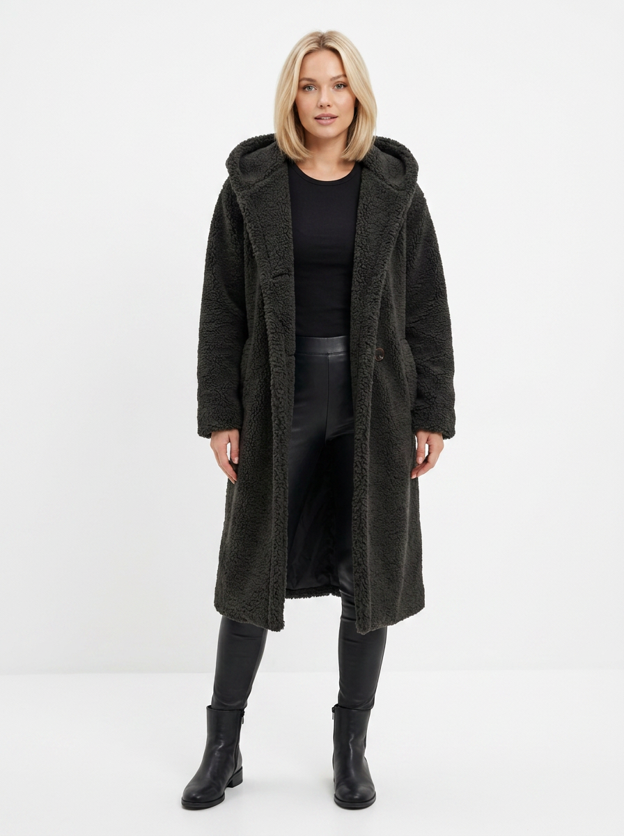 Women's Long Teddy Coat Hooded Sherpa Oversized Overcoat