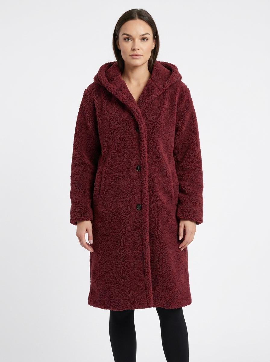 Women's Long Teddy Coat Hooded Sherpa Oversized Overcoat