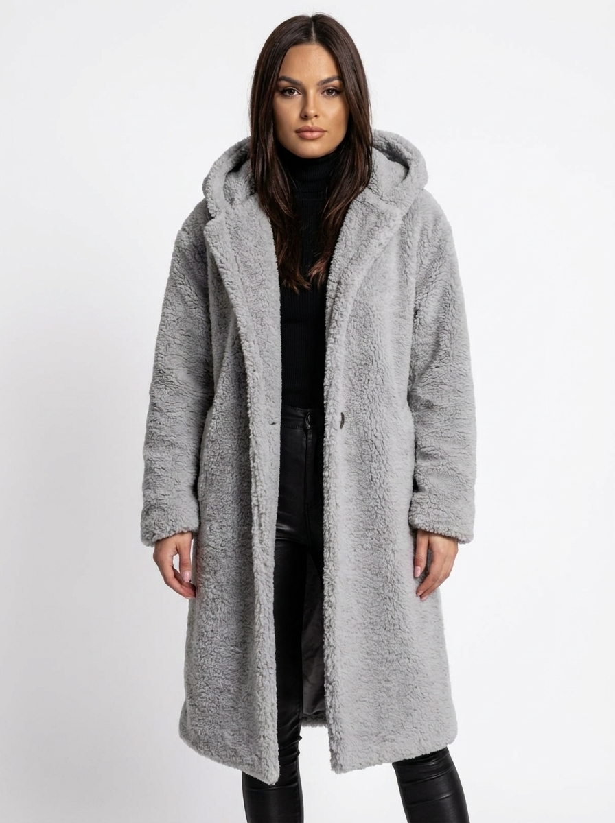 Women's Long Teddy Coat Hooded Sherpa Oversized Overcoat