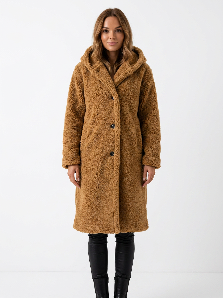 Women's Long Teddy Coat Hooded Sherpa Oversized Overcoat