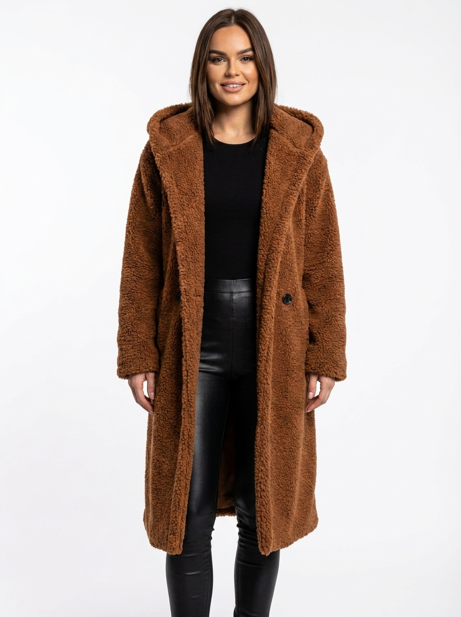 Women's Long Teddy Coat Hooded Sherpa Oversized Overcoat