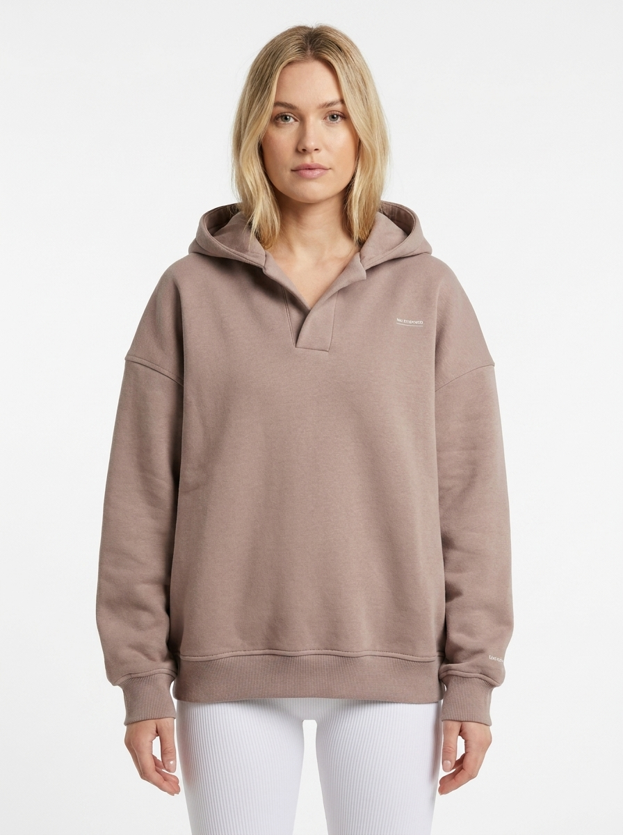 Women's Oversized Collared Winter Hoodie Polo Fleece Pullover