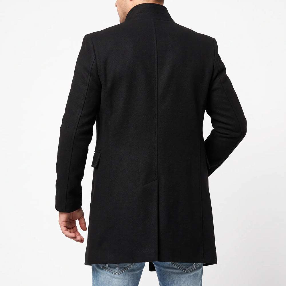 Men's Slim Fit Topcoat - Stand Collar Single-Breasted Overcoat for Suits & Casual Wear Oxford and Hill
