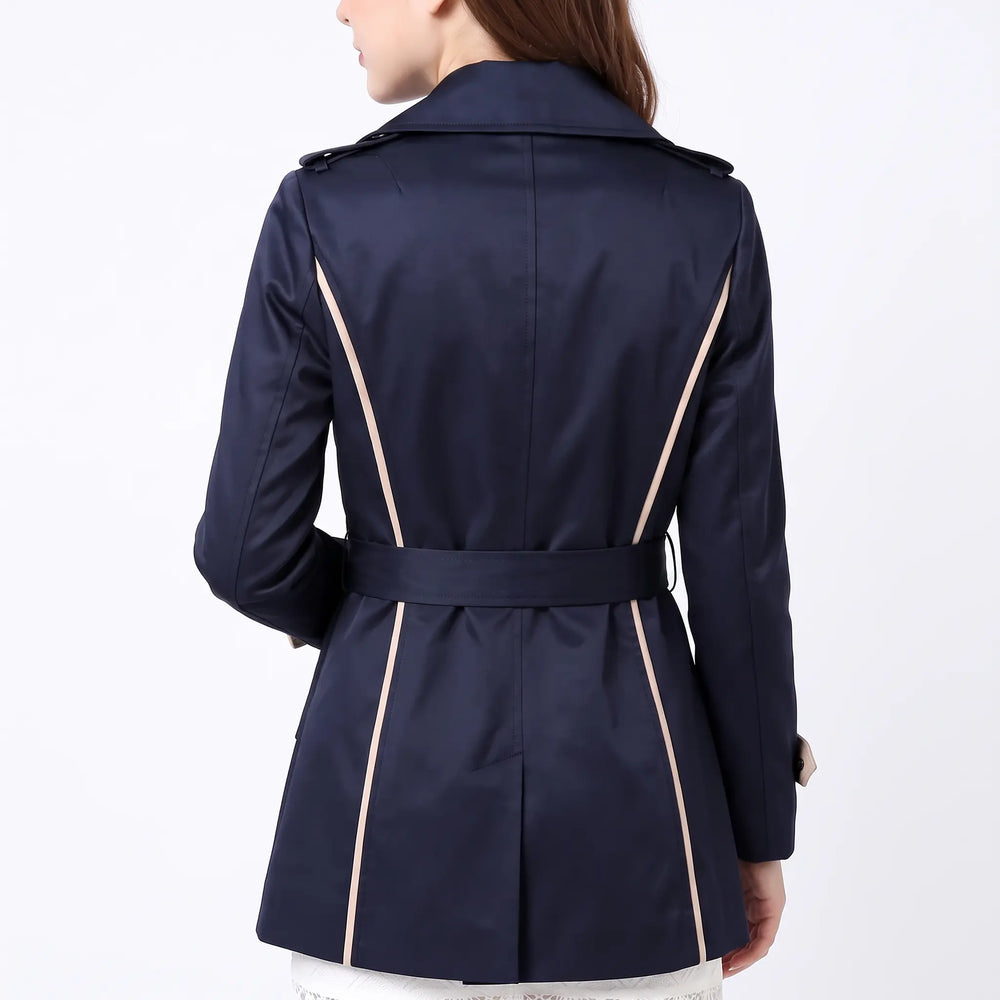 Women's Double-Breasted Midi Coat with Belt - Long Notch Lapel Trench-Style Winter Coat Oxford and Hill