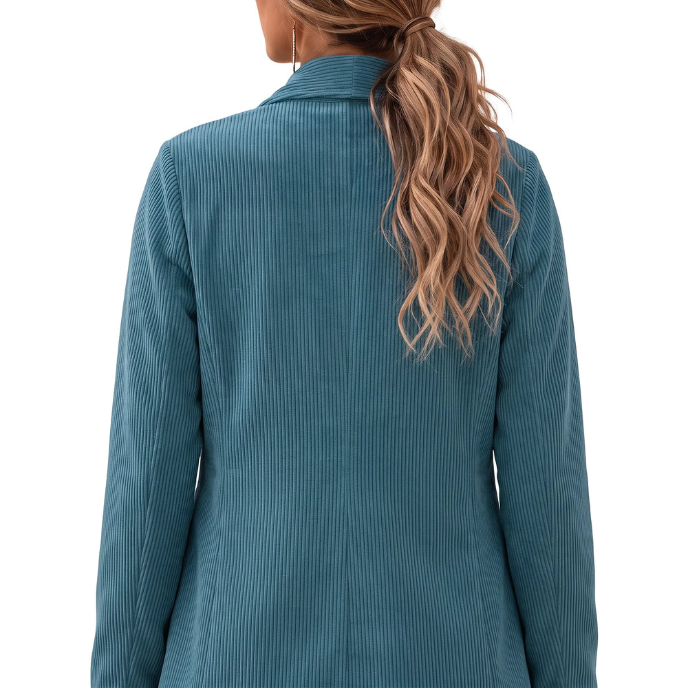 Women's Corduroy-Look Shacket - Long Open-Front Jacket with Gold-Tone Button Waist Tabs Oxford and Hill