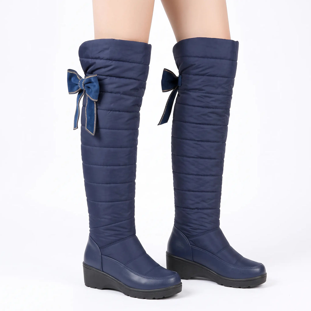 Women's Puffer Winter Boots - Tall Quilted Pull-On Boots with Cozy Lining Oxford and Hill