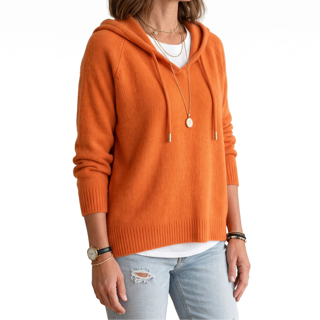 Women's Hooded Sweater - Ribbed Knit Hoodie Pullover with Drawstring Hood, Relaxed Fit Oxford and Hill