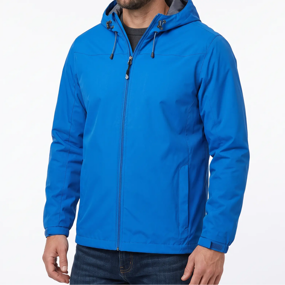 Men's Windbreaker Jacket with Hood - Lightweight Full-Zip Jacket with Pockets, Regular Fit Oxford and Hill