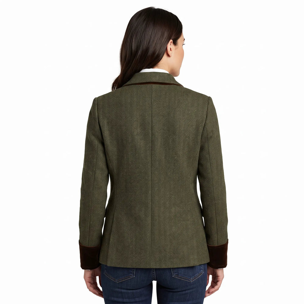 Women's Herringbone Blazer Jacket - Tweed-Look Tailored Fall Jacket for Work & Evening Oxford and Hill