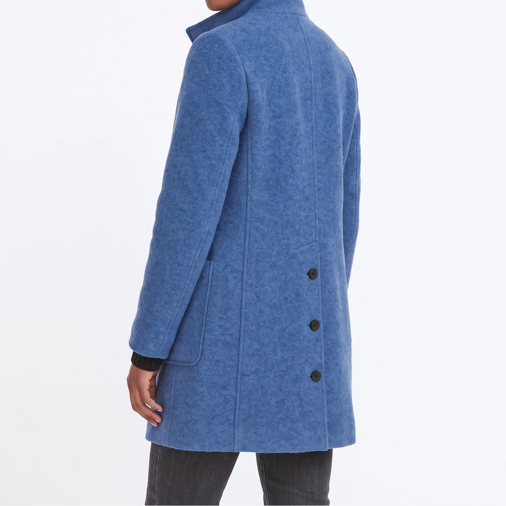 Women's Funnel-Neck Jacket Brushed Single-Breasted Mid-Length Oxford and Hill