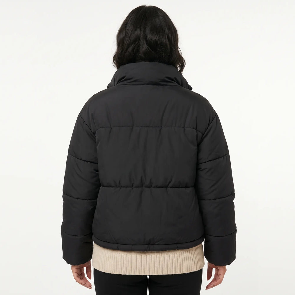 Women's Relaxed Stand Collar Zip-Up Warm Puffer Winter Jacket Oxford and Hill