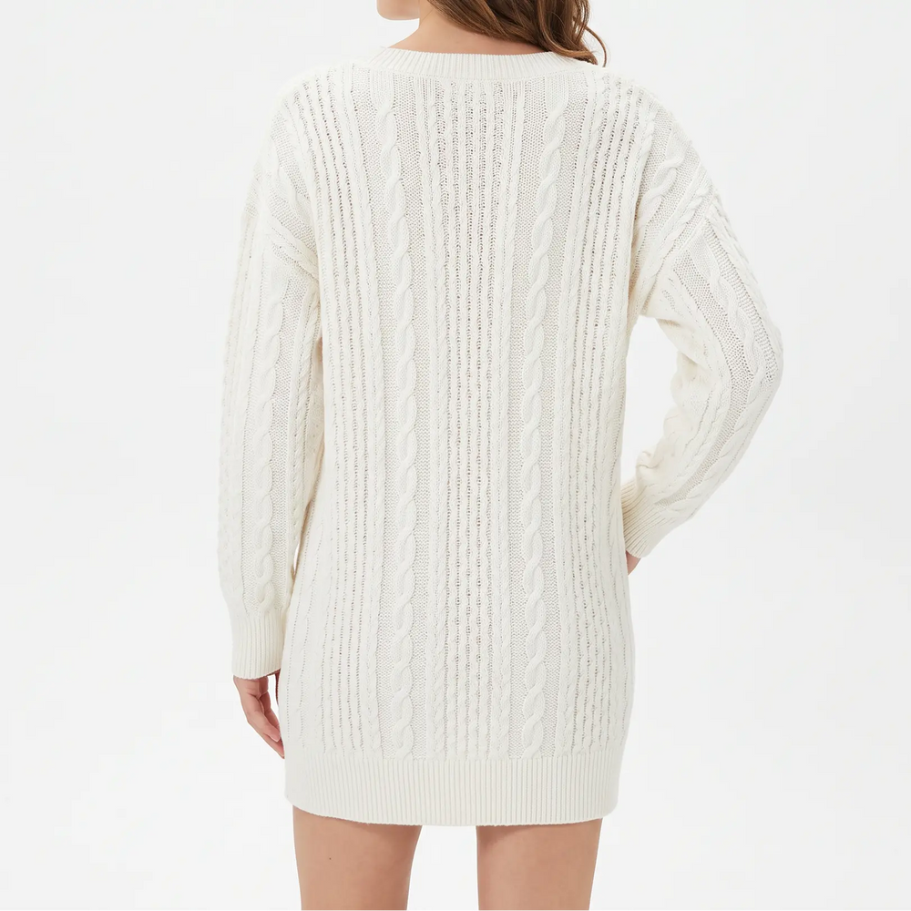 Women's Cable Knit Winter Sweater Oversized V-Neck Long-Sleeve Pullover Oxford and Hill
