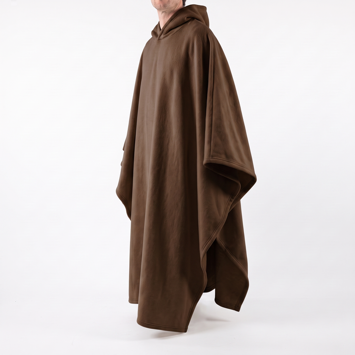 Hooded Sherpa Fleece Poncho - Wearable Blanket Cape