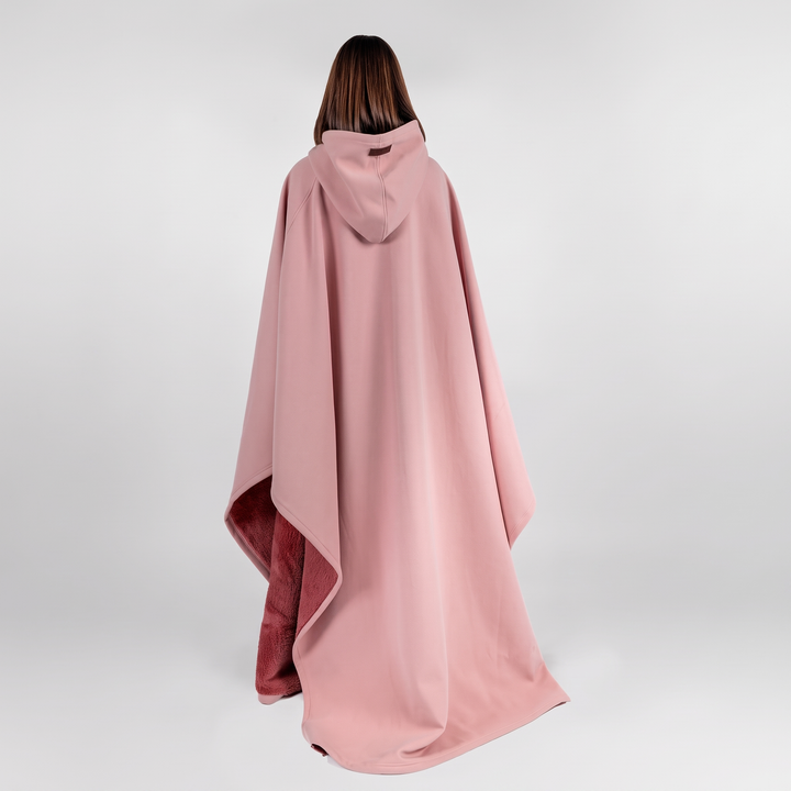 Hooded Sherpa Fleece Poncho - Wearable Blanket Cape
