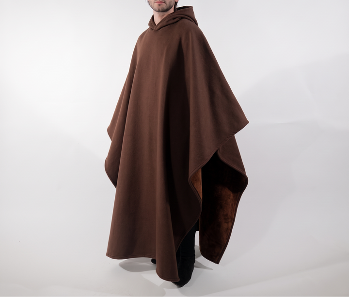 Hooded Sherpa Fleece Poncho - Wearable Blanket Cape