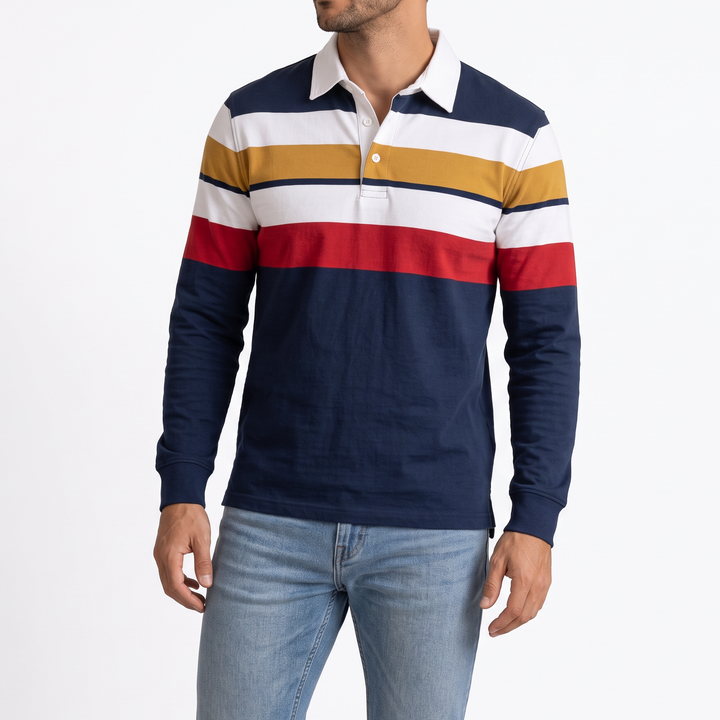 Classic Rugby Shirt for Men – Relaxed Fit Heavyweight Cotton Casual Top